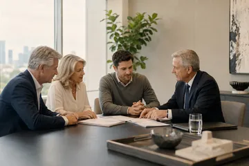 Family and advisers discussing divided responsibilities in a Nevada directed trust