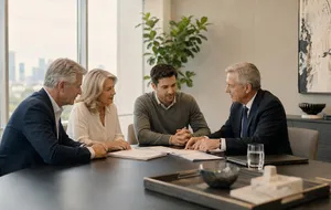 Family and advisers discussing divided responsibilities in a Nevada directed trust